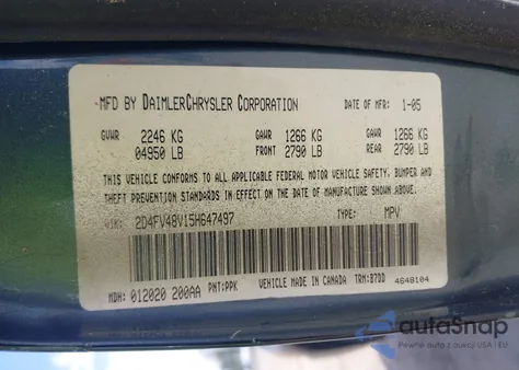 2005 Dodge Magnum Se из США, поврежденный, VIN 2D4FV48V15H647497